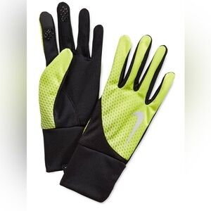 Nike Mens Dri-Fit Tailwind Running Gloves. Black and Neon Yellow. Size Small.